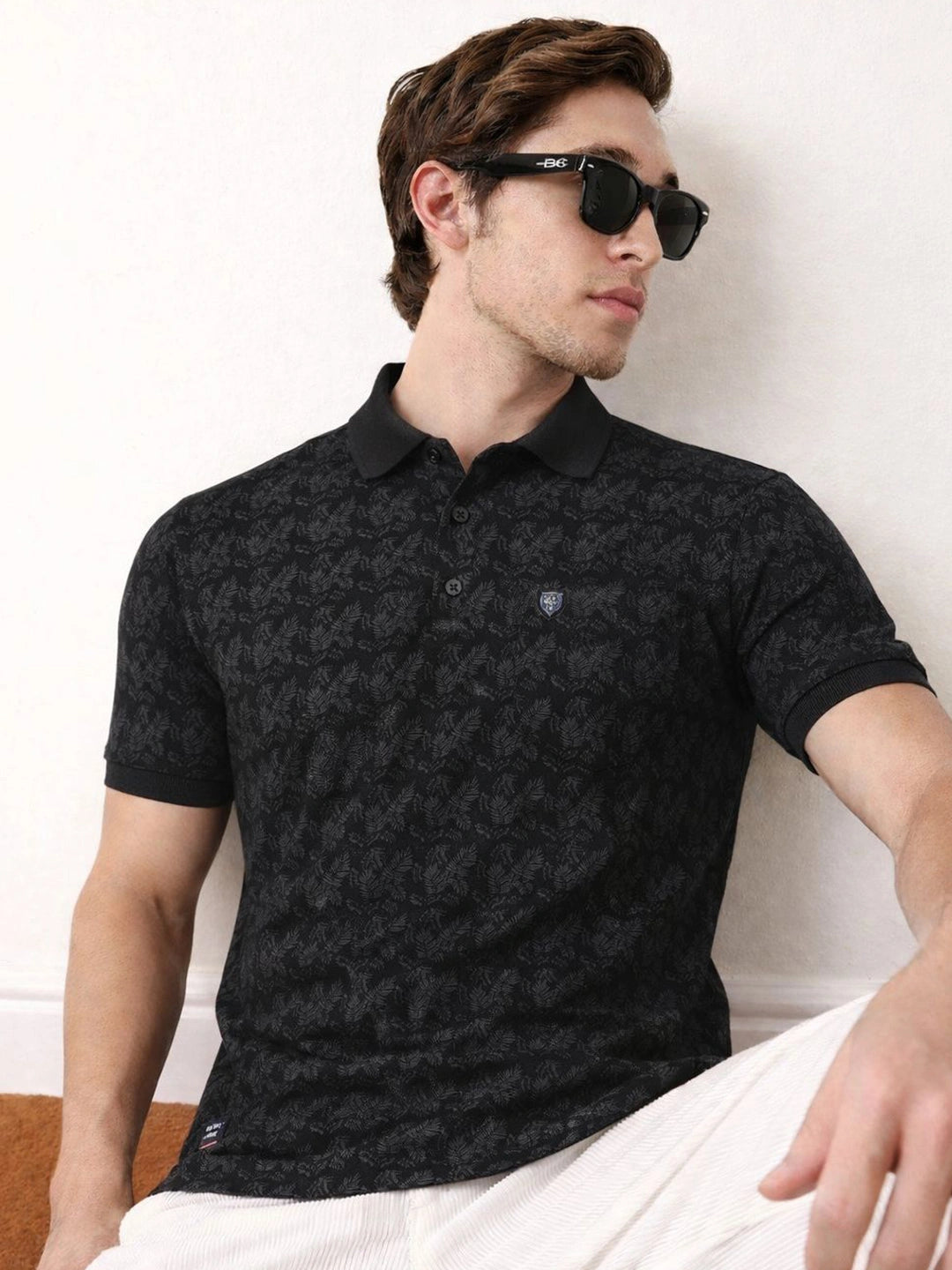 Black Polo Printed T-Shirt