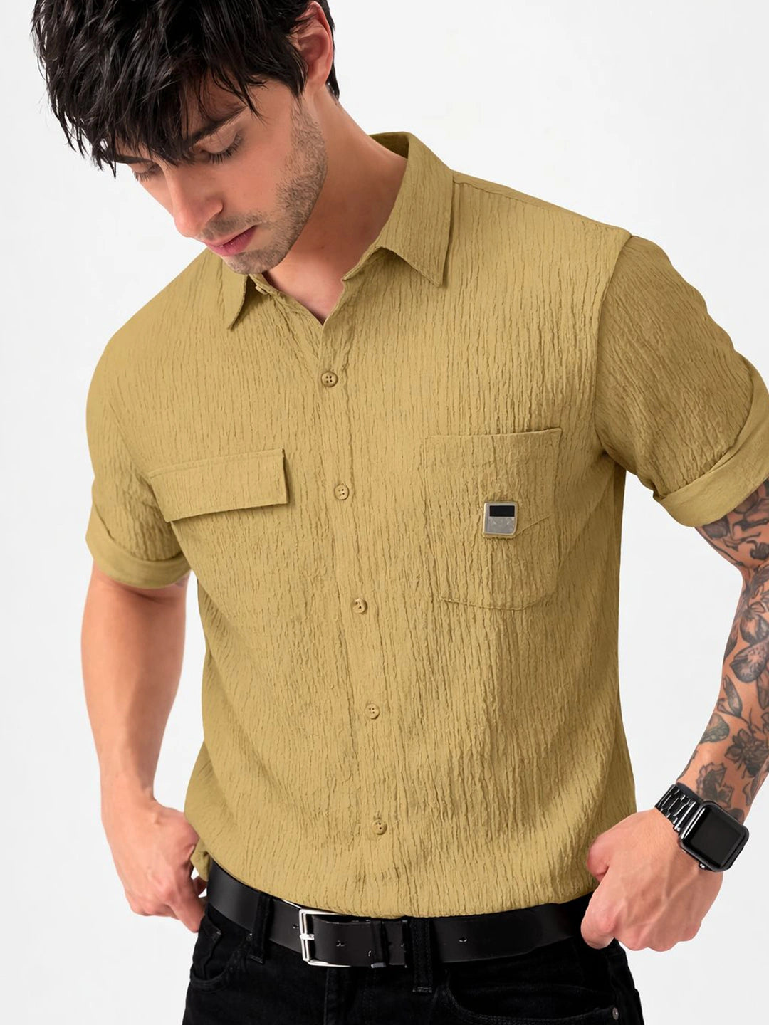 Khaki Textured Shirt