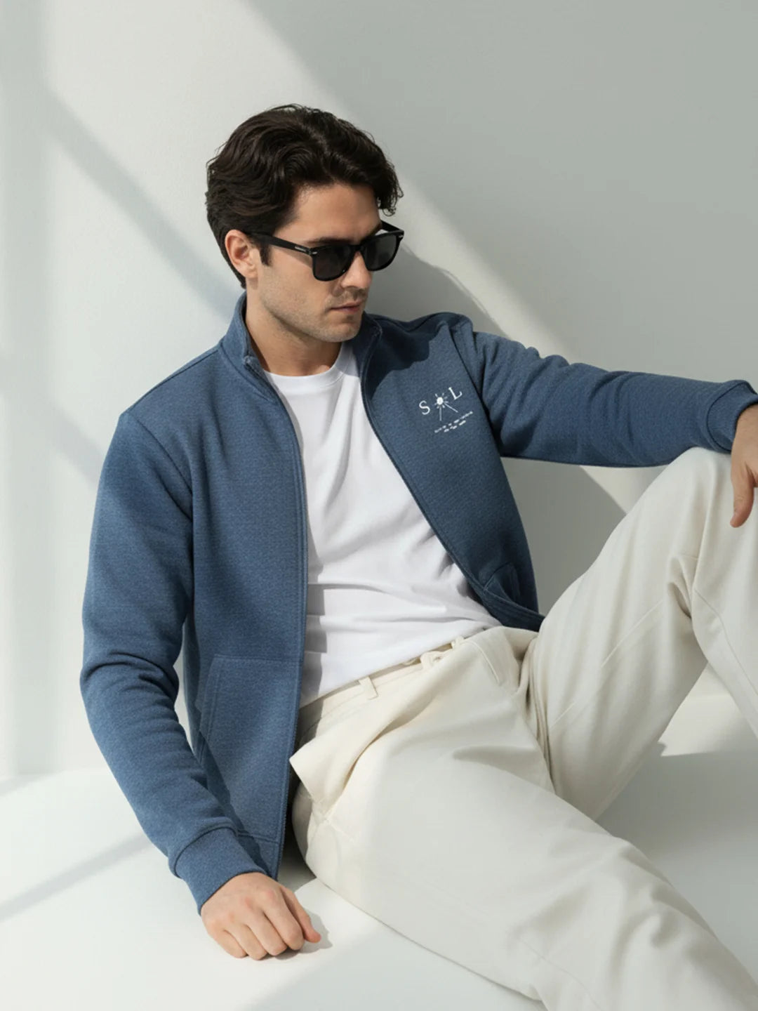 Navy Grindle Solid Sweatshirt