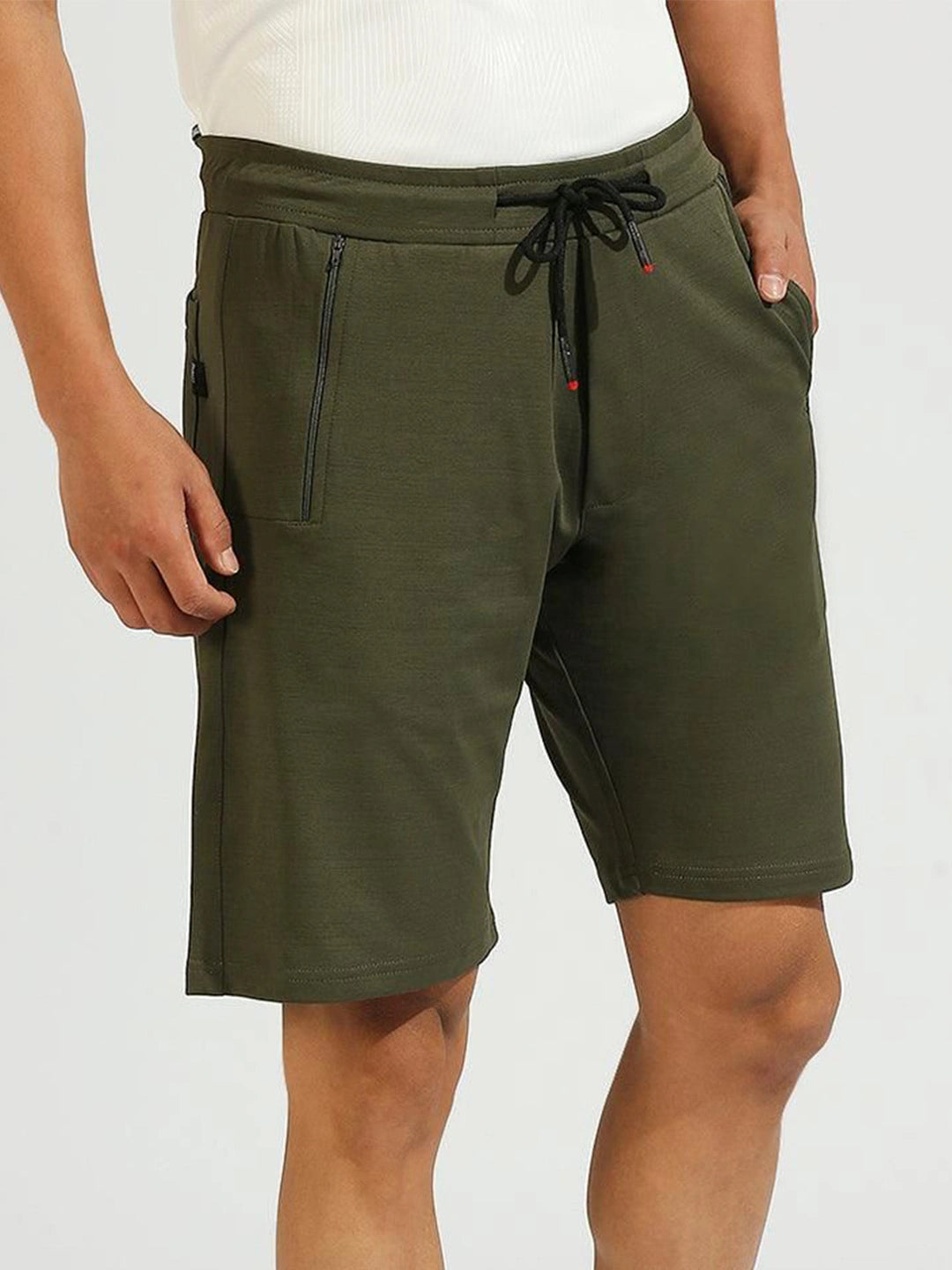 Zip Pocket Olive Shorts