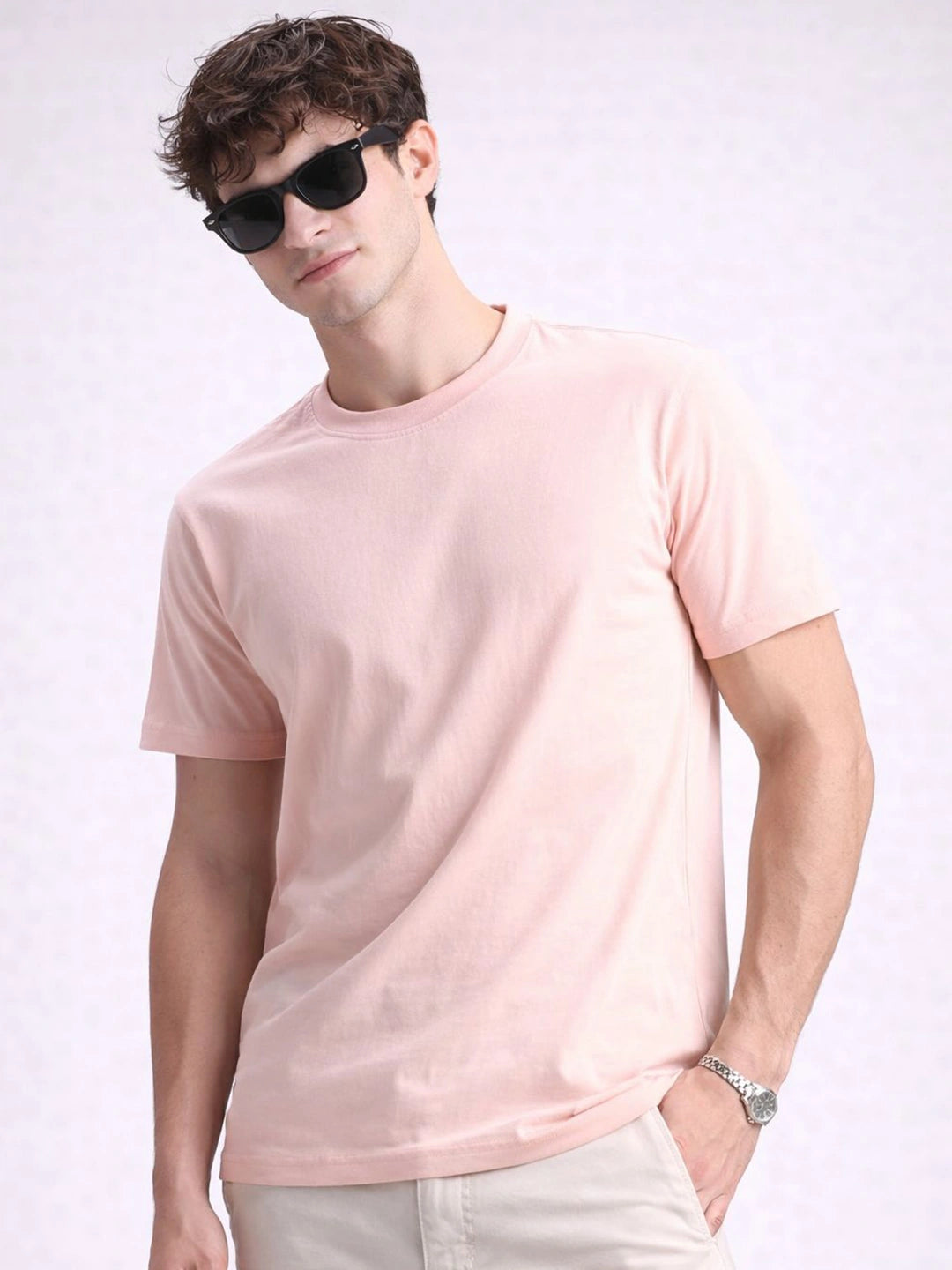 Peach Solid Crew T-Shirt