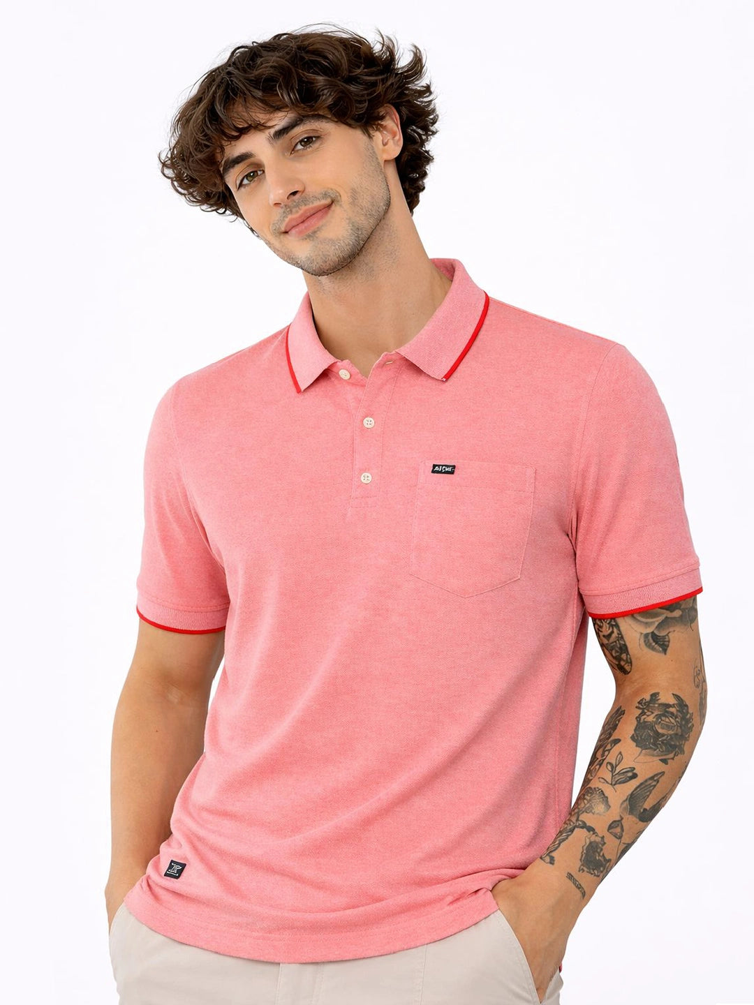 Pink Solid Polo T-Shirt