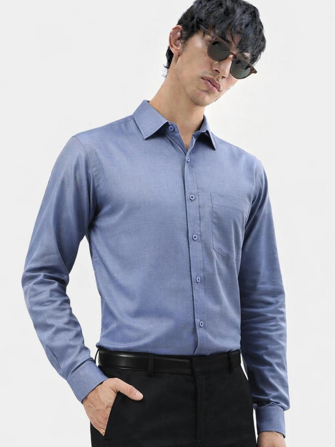 Blue Solid Shirt