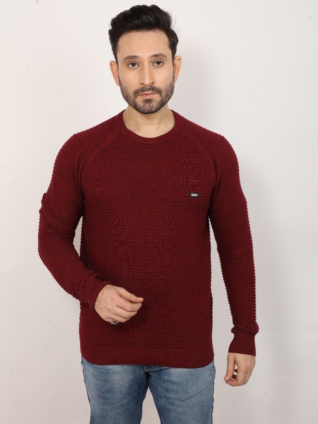 Wine Maroon Solid Sweater