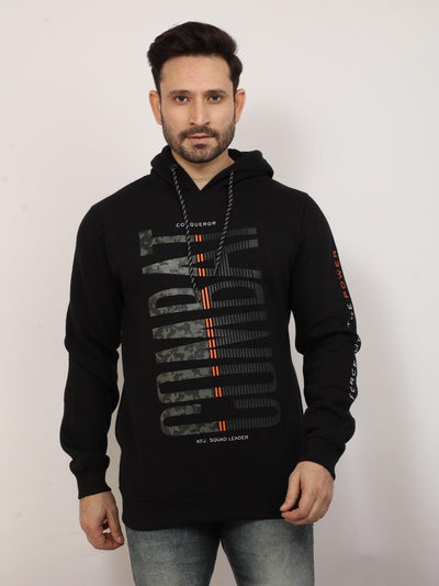 Black Printed Hoodie Sweatshirt