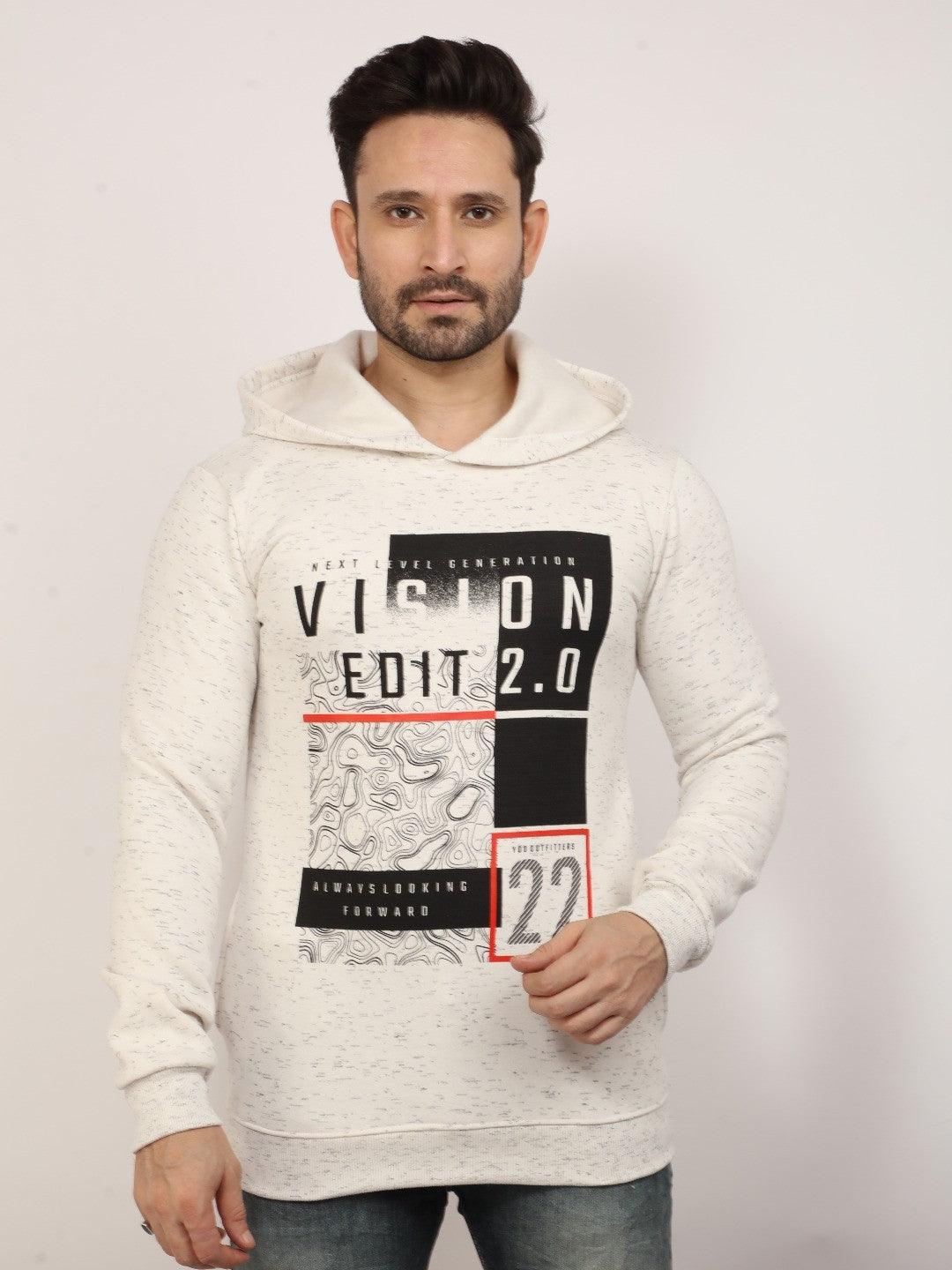 White Printed Hooded Sweatshirt