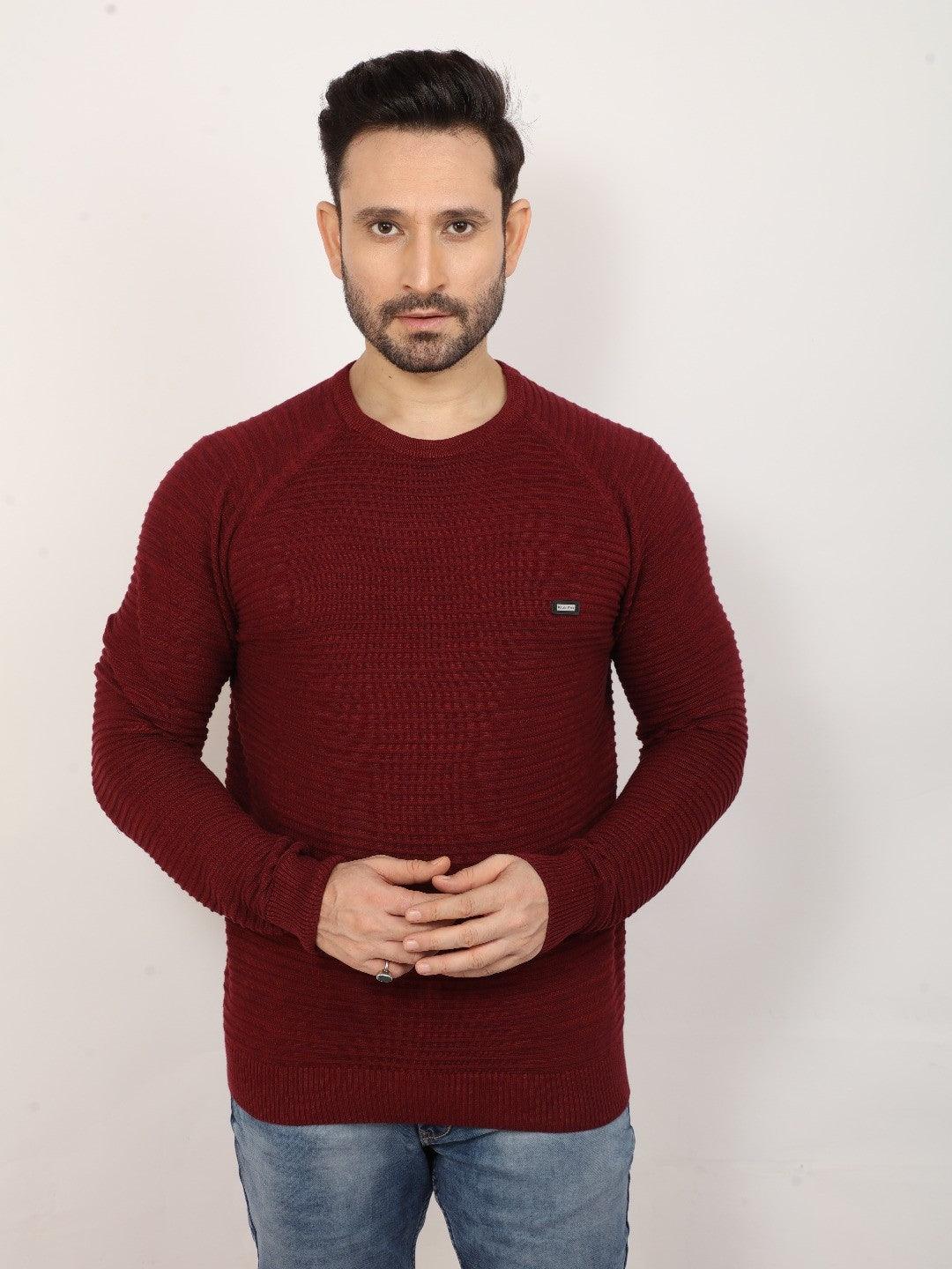 Wine Maroon Solid Sweater