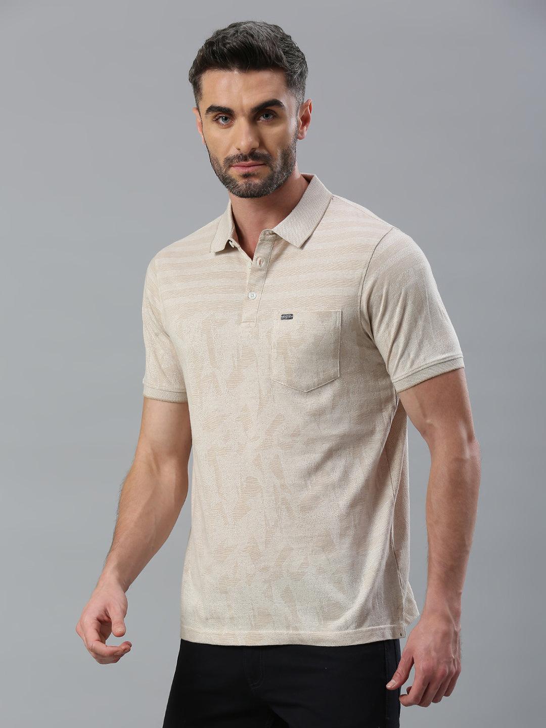 Beige Solid Polo T-Shirt
