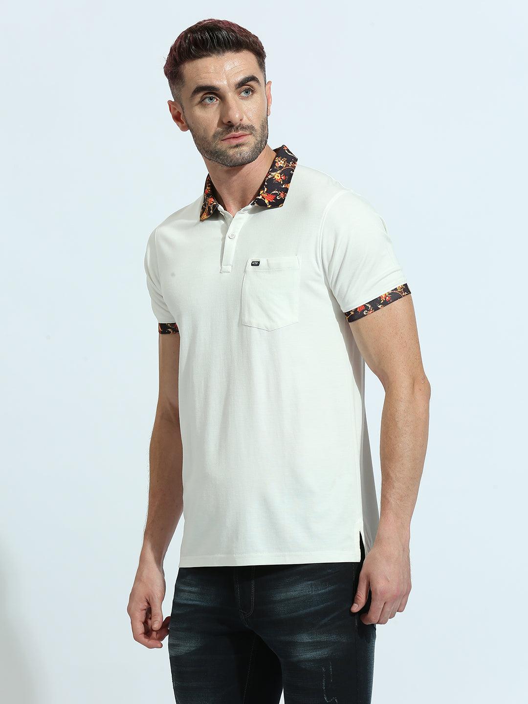 White Solid Polo T-Shirt