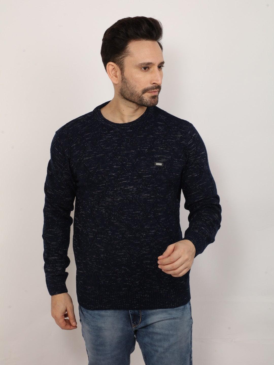 Jacquard Dark Navy Melange Sweater