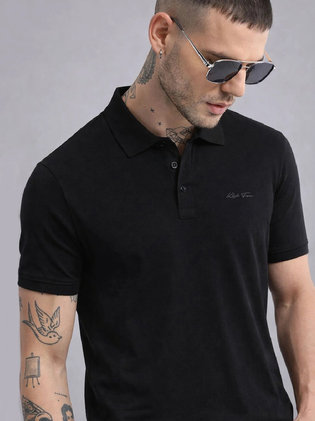 Black Solid Polo T-Shirt