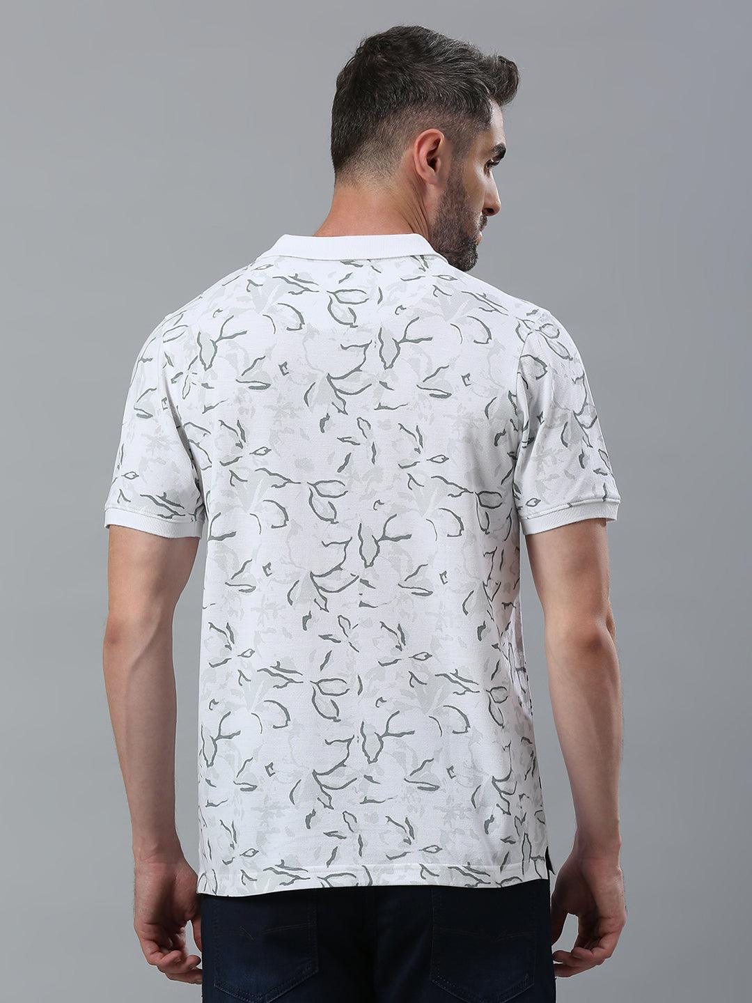 White Printed Polo T-Shirt