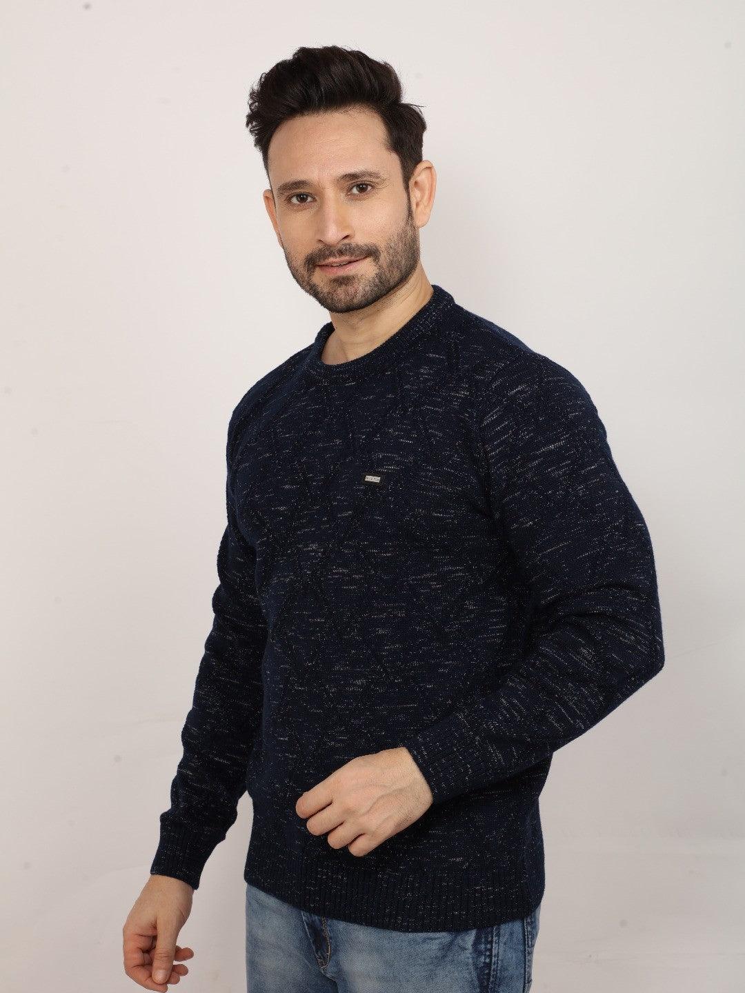 Jacquard Dark Navy Melange Sweater