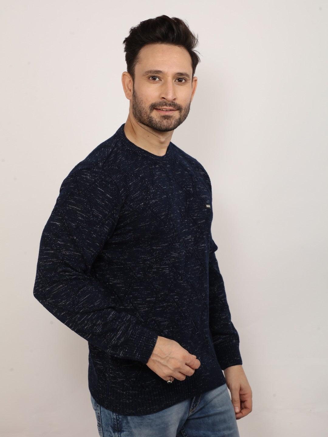 Jacquard Dark Navy Melange Sweater