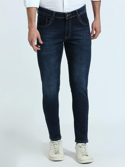 Stretchable Admiral Blue Cloud Ankle Fit Jeans