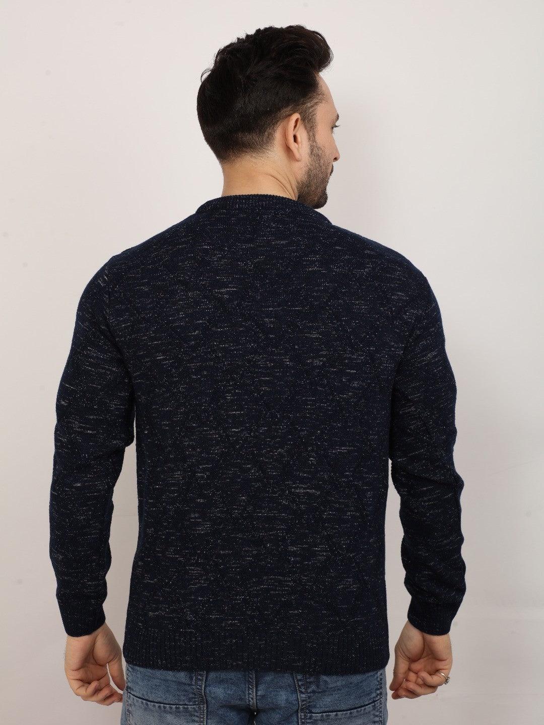 Jacquard Dark Navy Melange Sweater