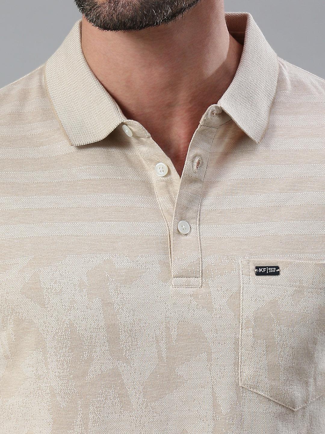 Beige Solid Polo T-Shirt