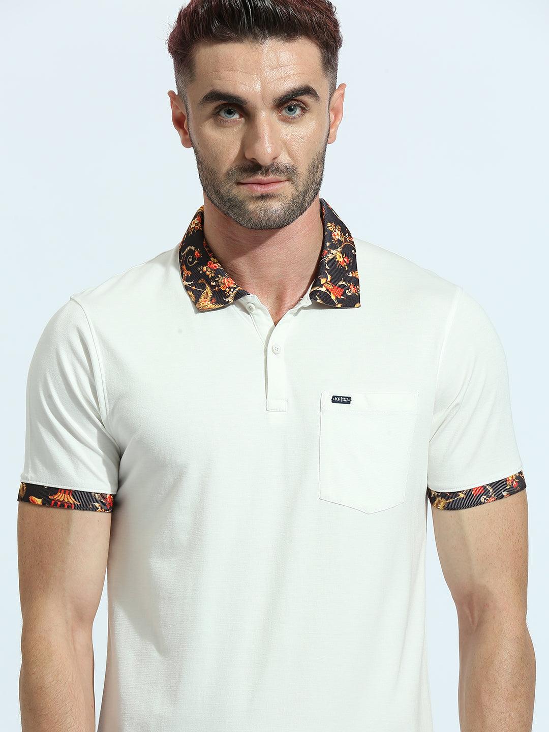 White Solid Polo T-Shirt