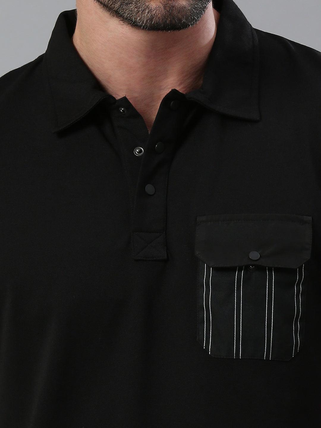 Black Solid Polo T-Shirt
