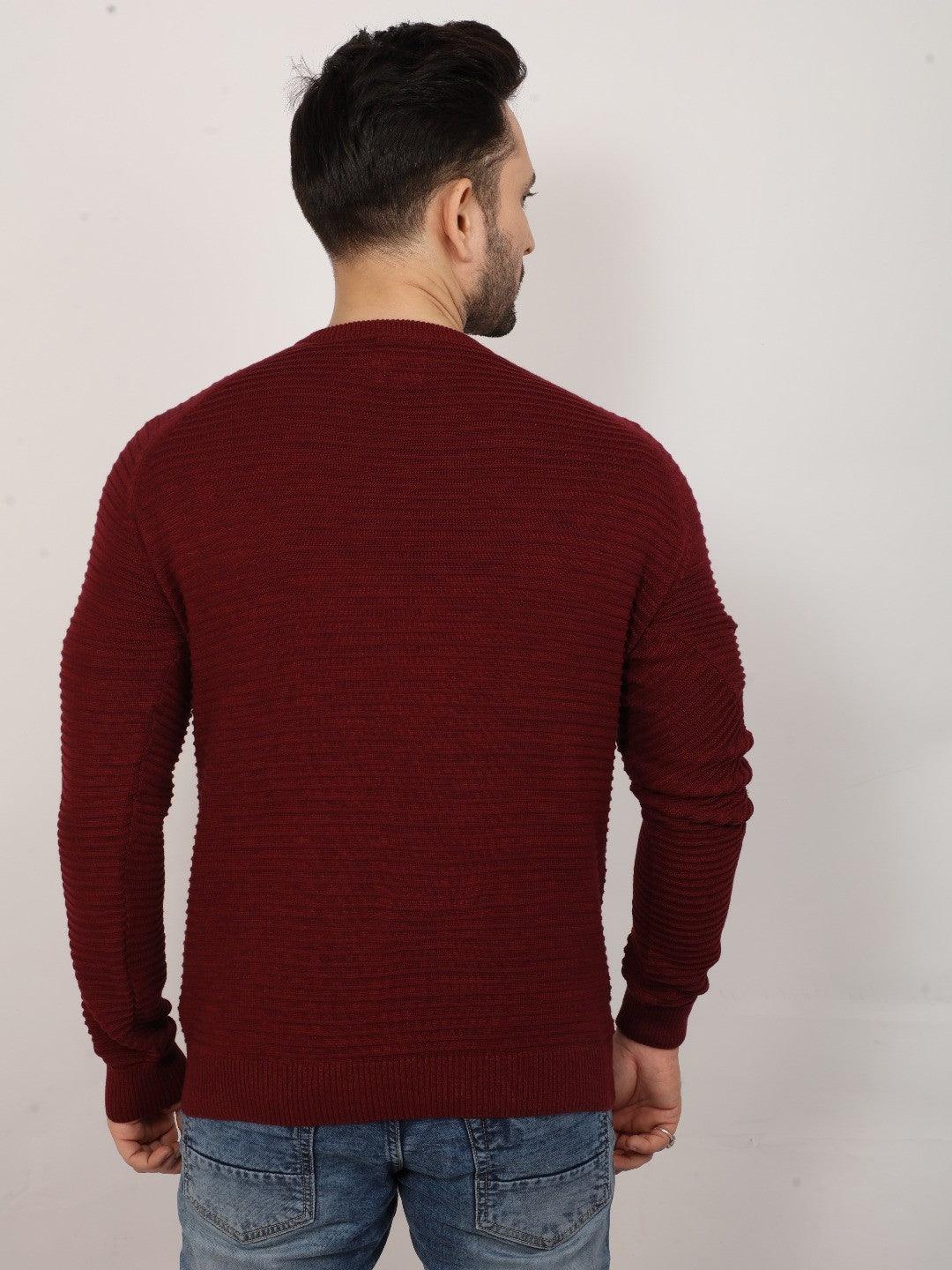 Wine Maroon Solid Sweater