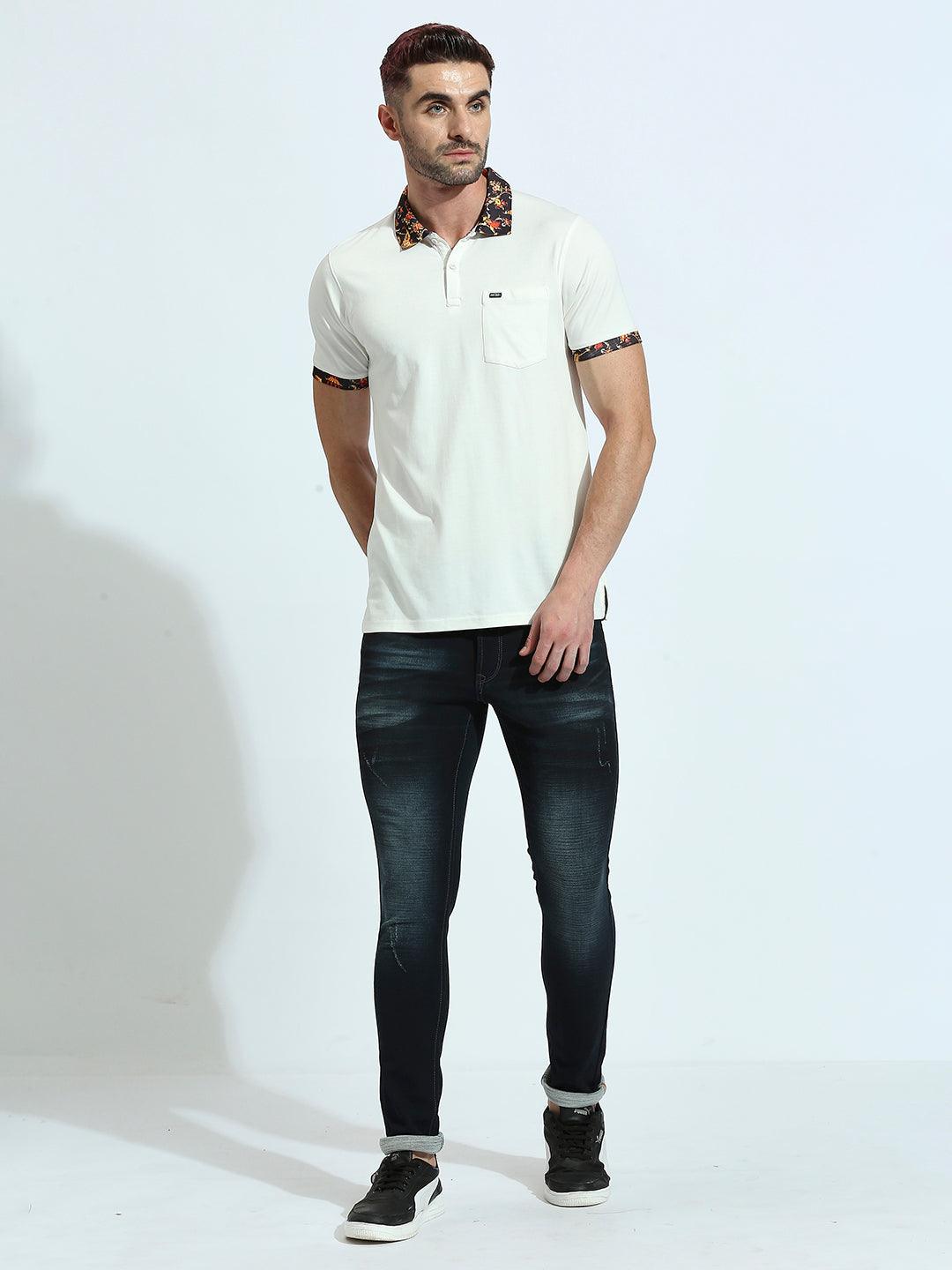 White Solid Polo T-Shirt