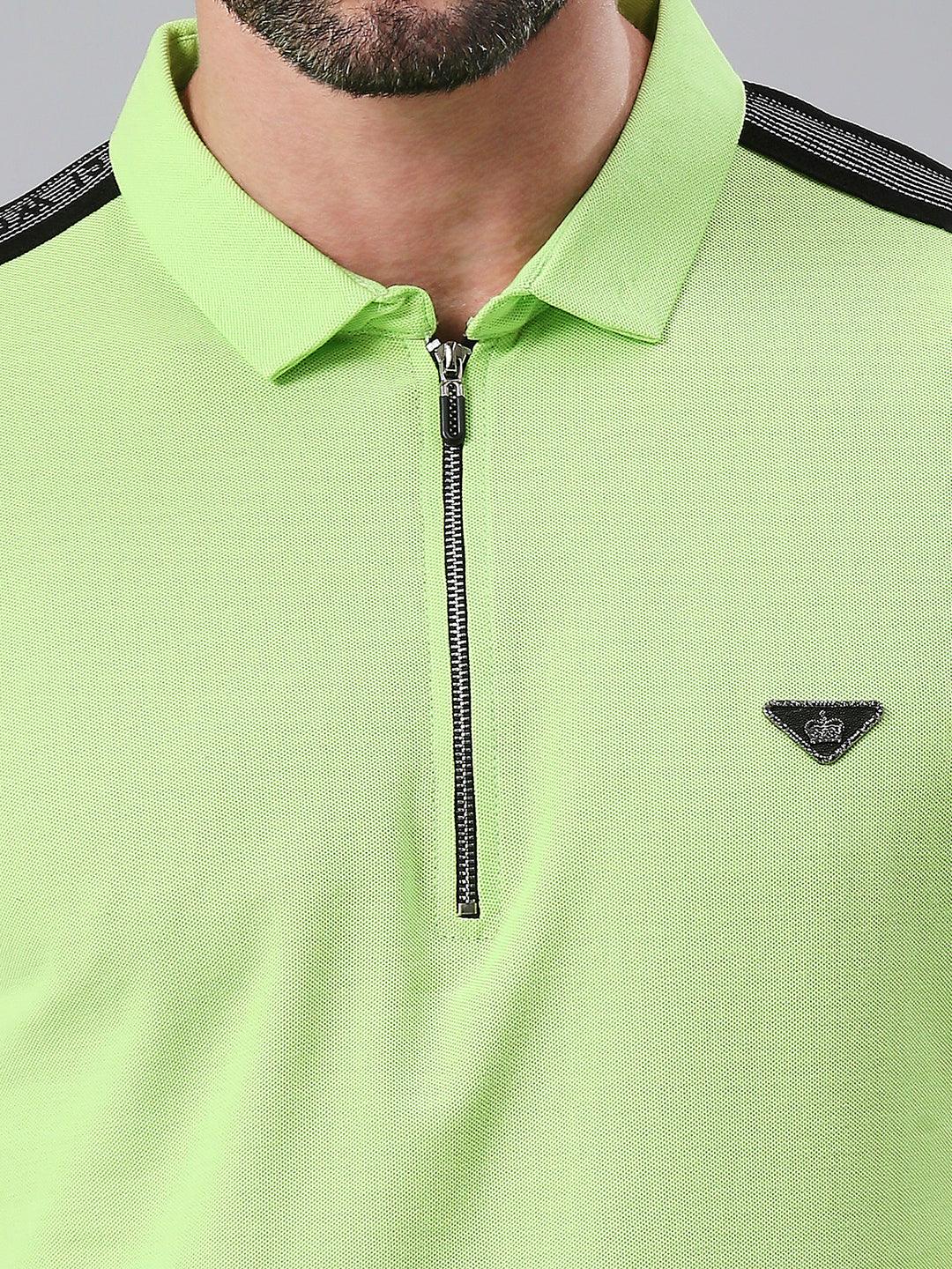 Neon Green Solid Polo T-Shirt