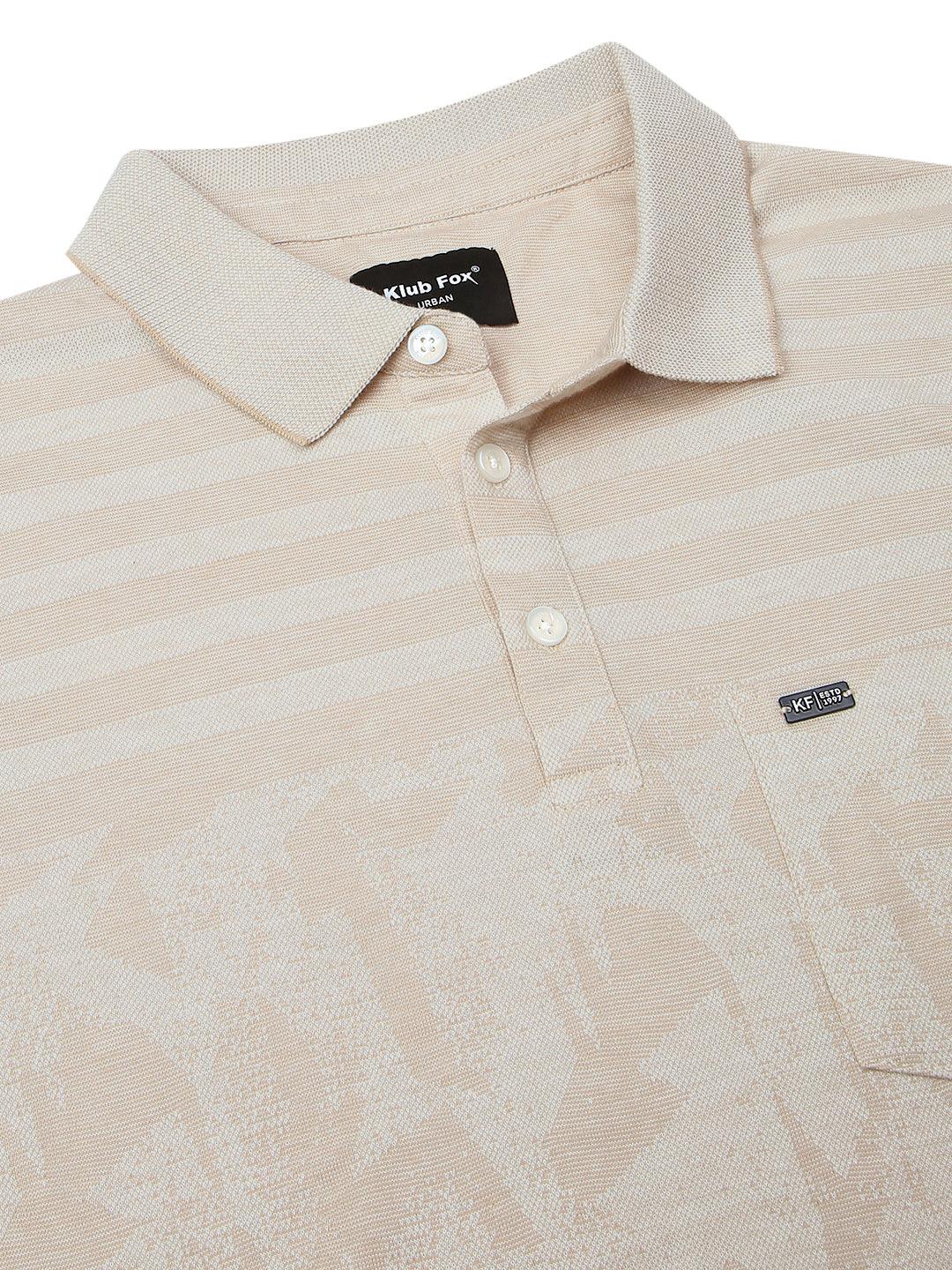 Beige Solid Polo T-Shirt