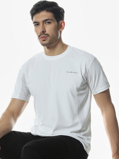 White Round Printed Regular Fit T-Shirt