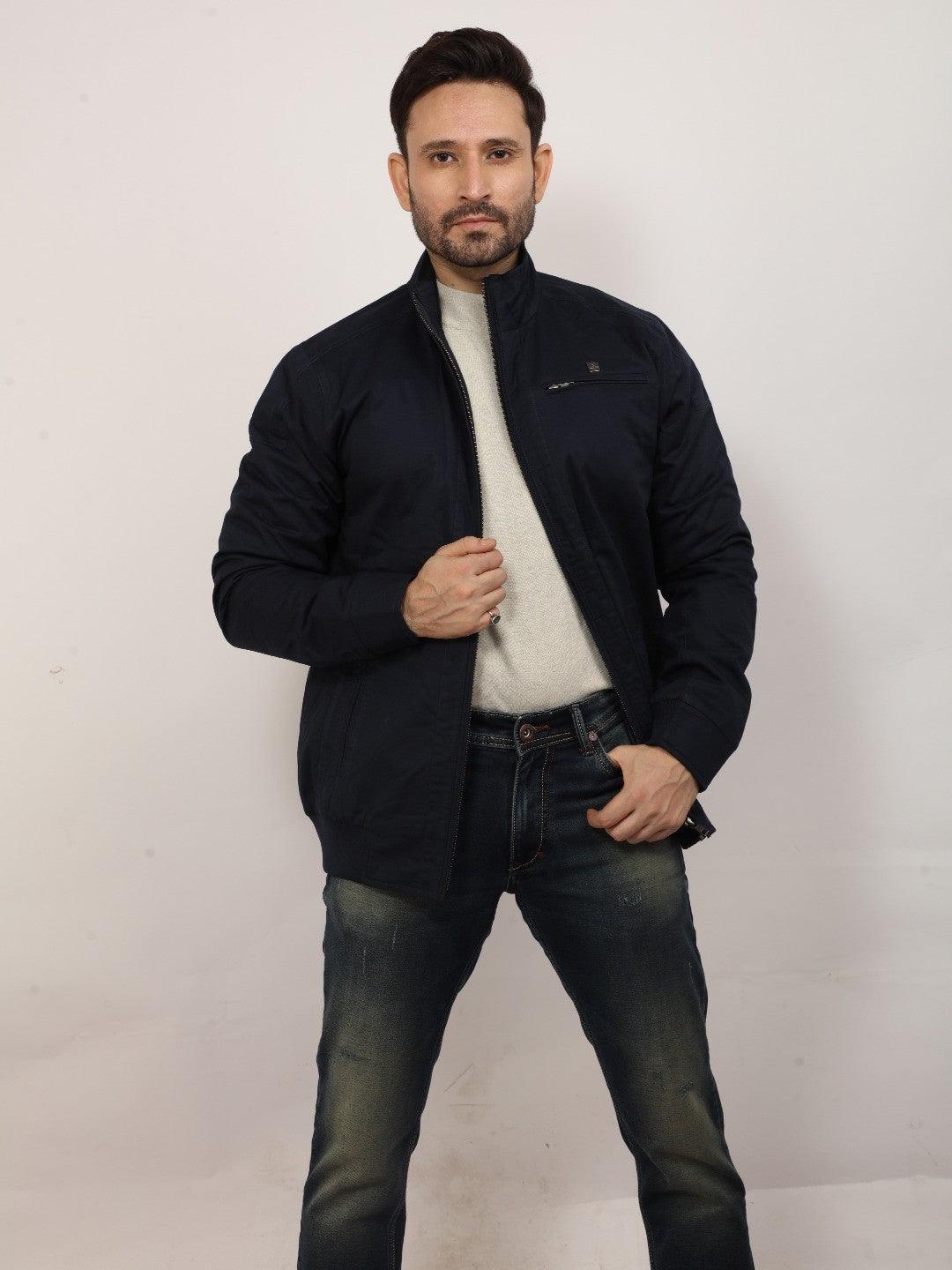 Navy Solid Band Jacket