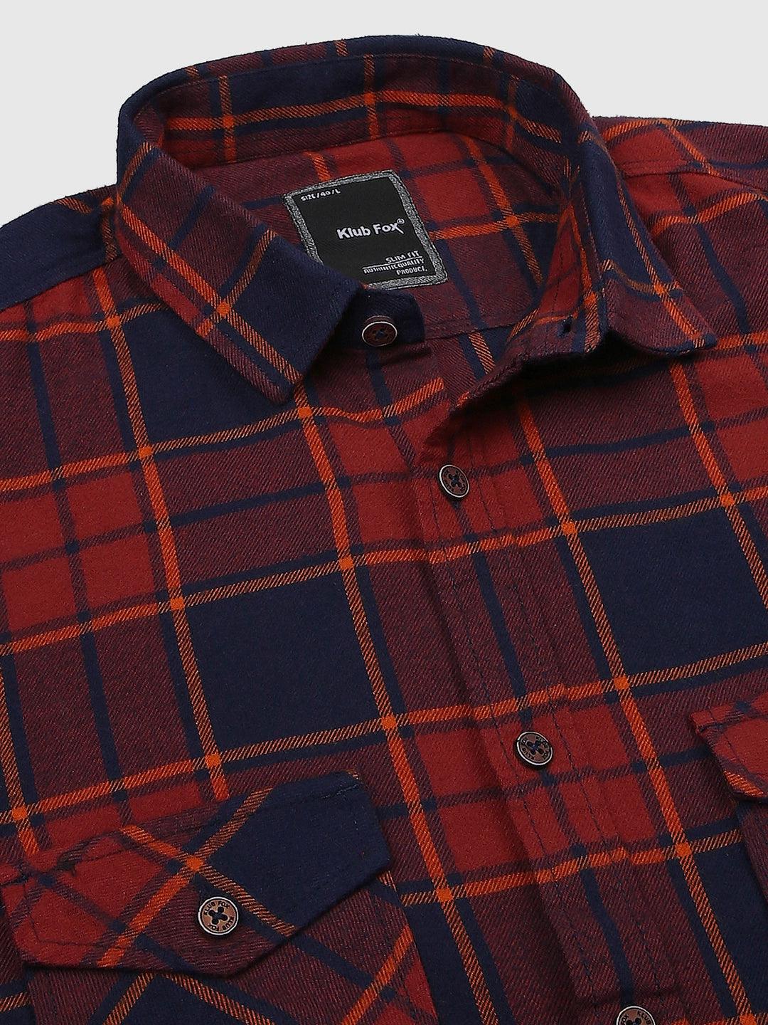 Maroon Checkered Shirt - Klub Fox