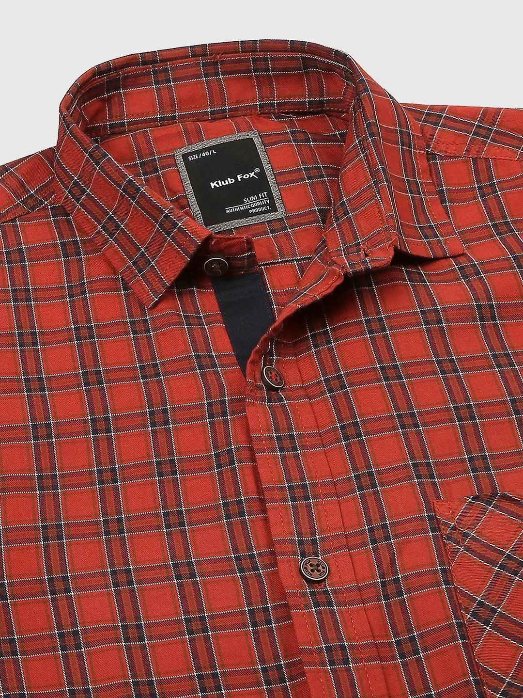 Maroon Checkered Shirt - Klub Fox