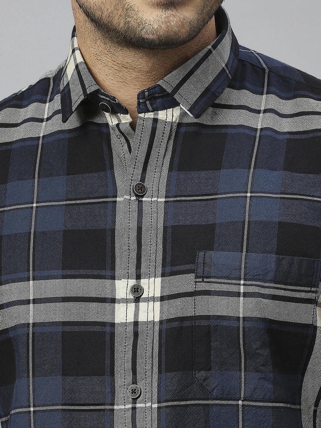 Navy Checkered Shirt - Klub Fox
