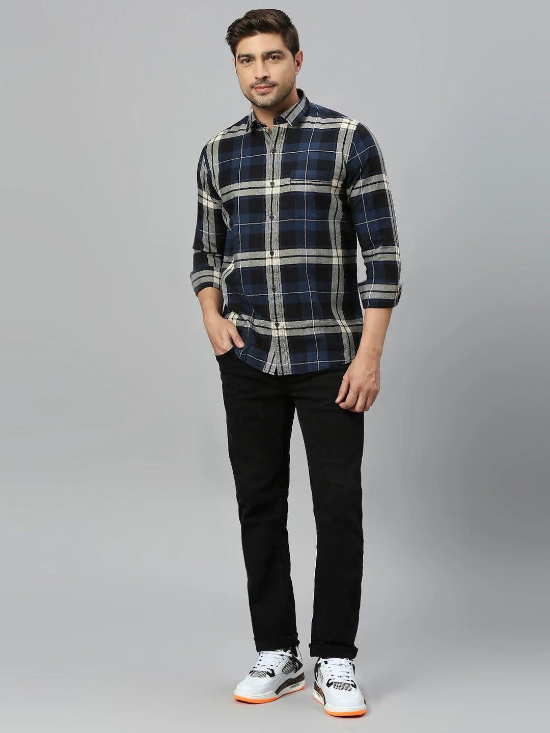 Navy Checkered Shirt - Klub Fox