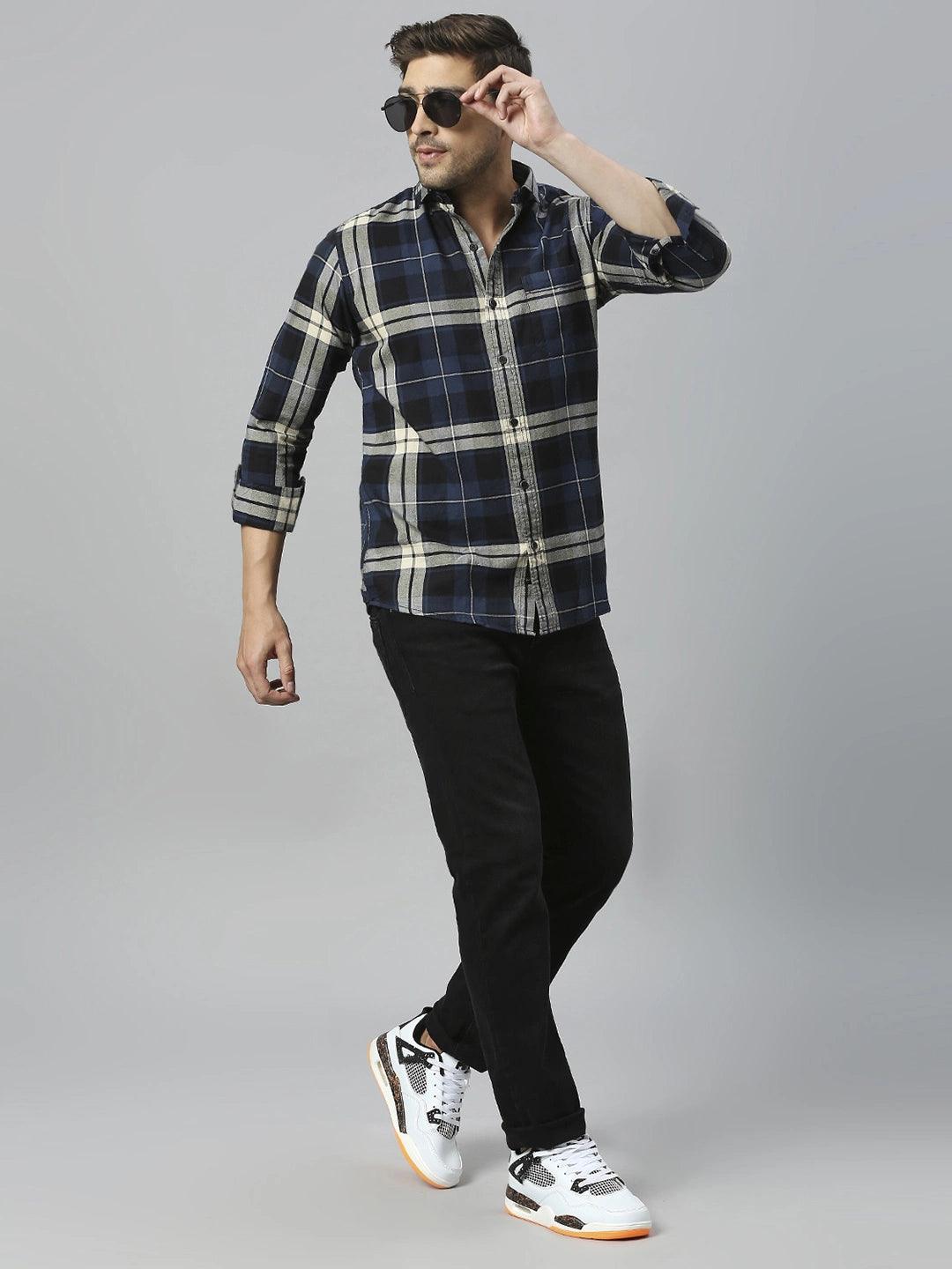 Navy Checkered Shirt - Klub Fox