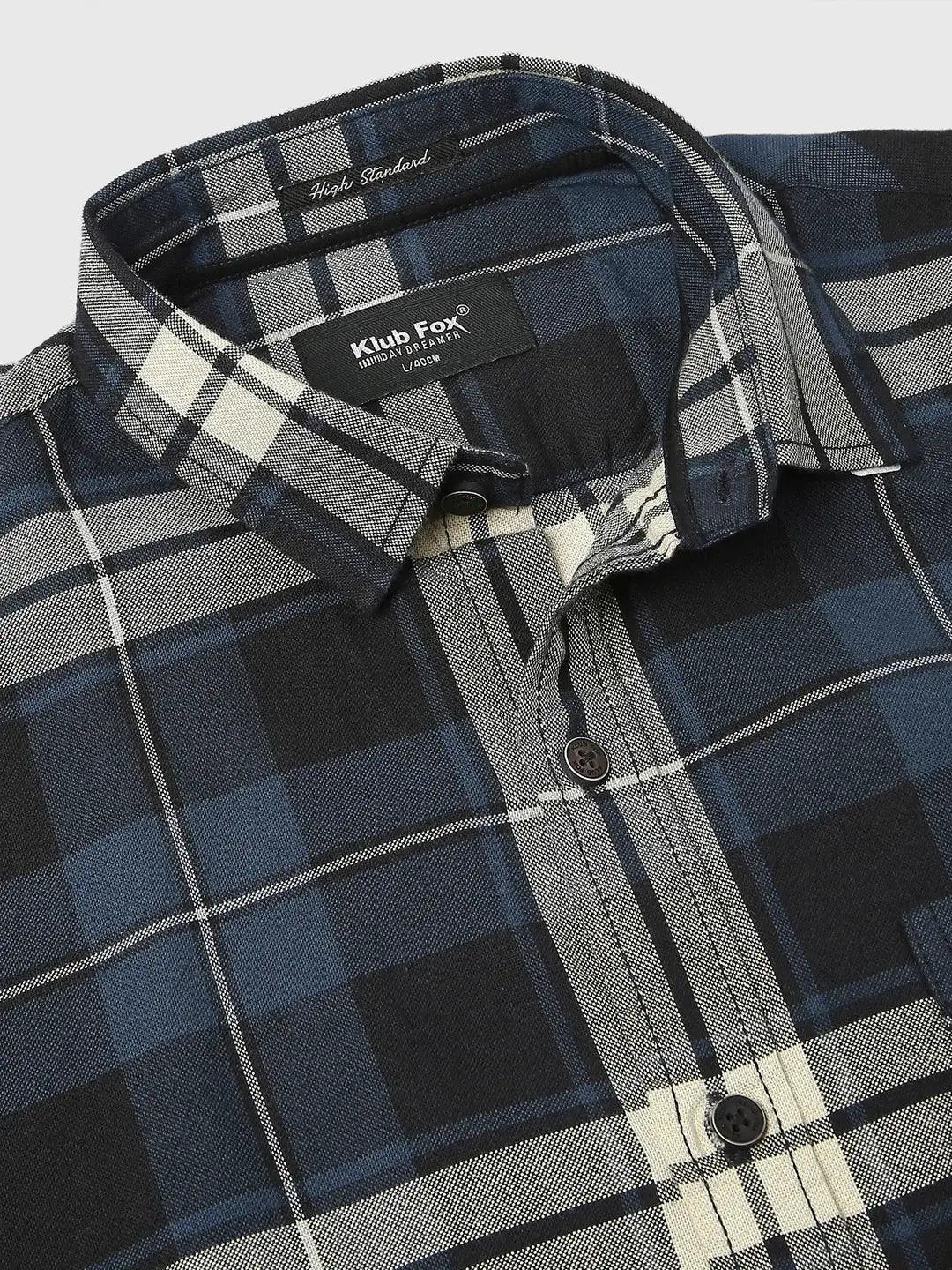 Navy Checkered Shirt - Klub Fox