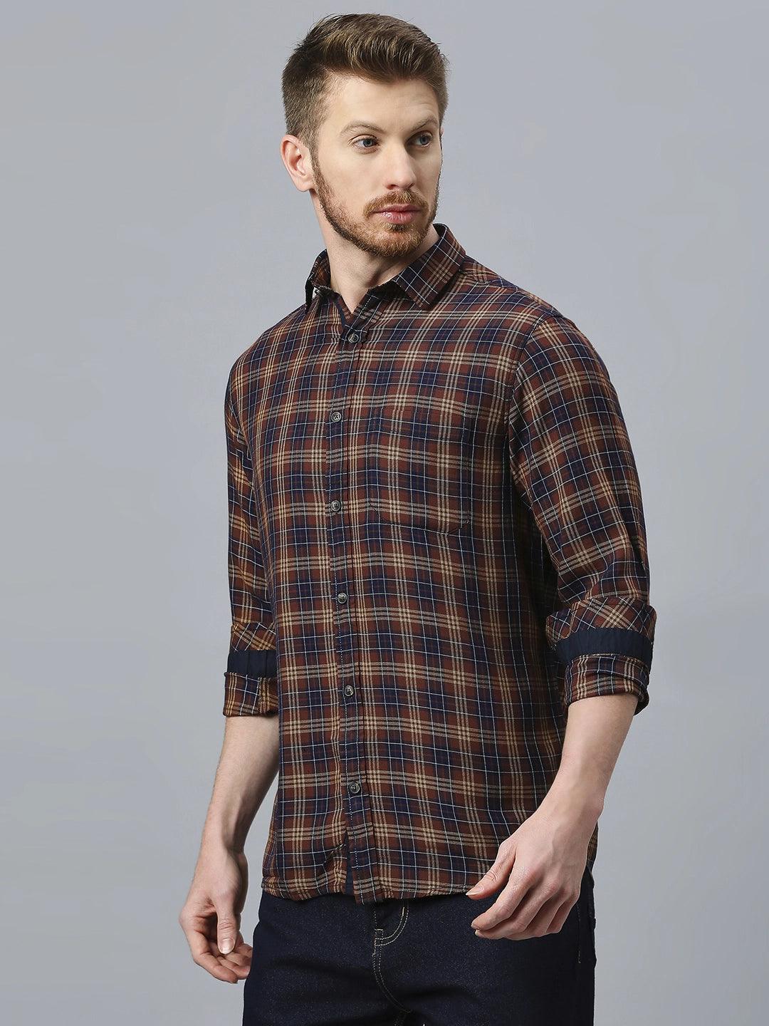 Brown Checkered Shirt - Klub Fox