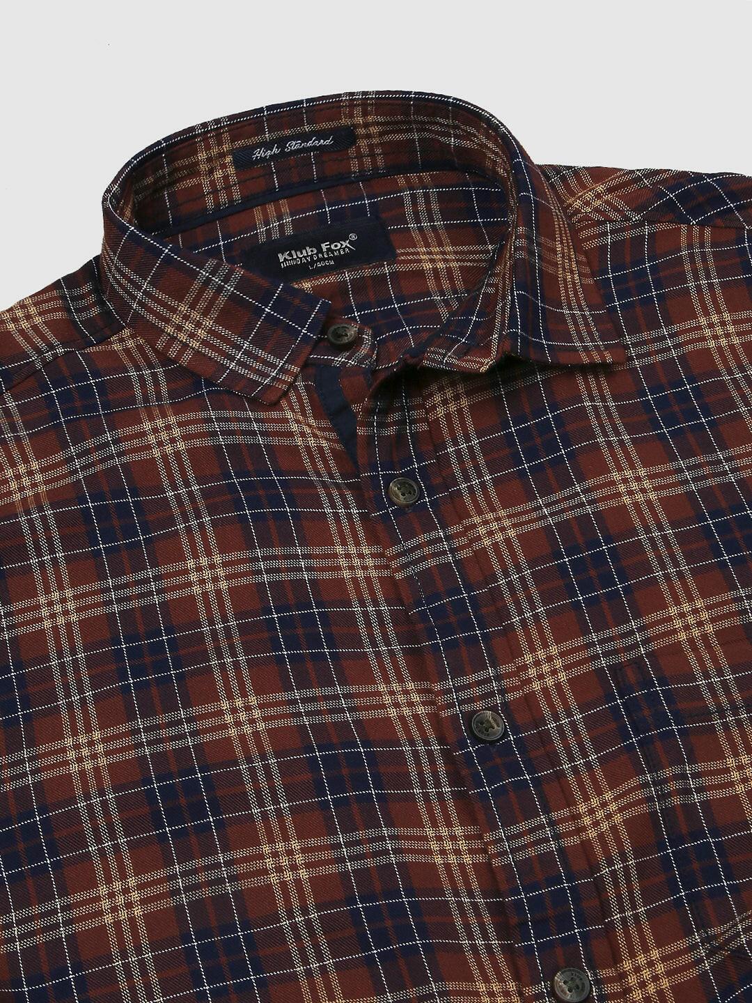 Brown Checkered Shirt - Klub Fox