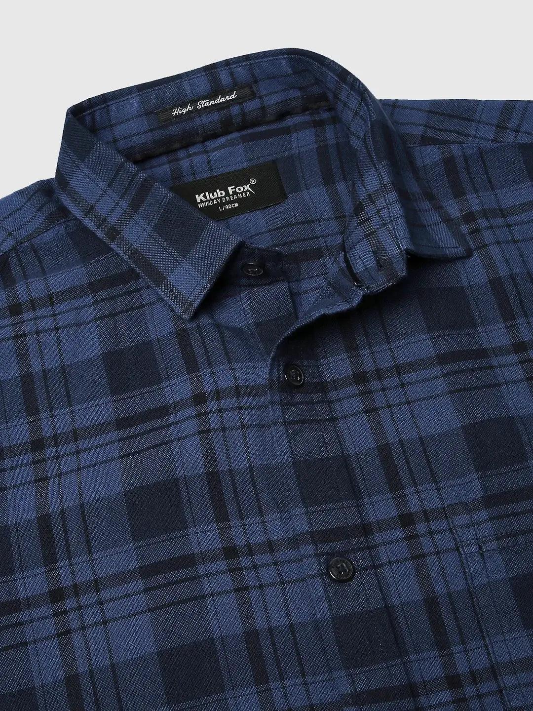 Navy Checkered Shirt - Klub Fox