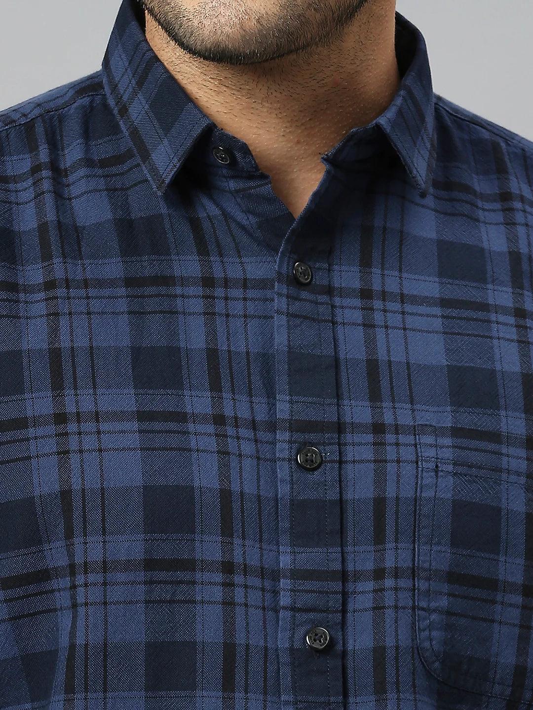 Navy Checkered Shirt - Klub Fox