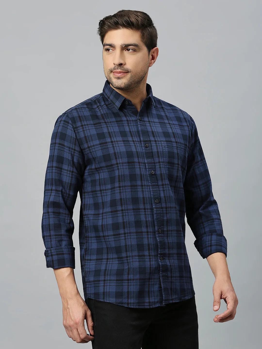 Navy Checkered Shirt - Klub Fox