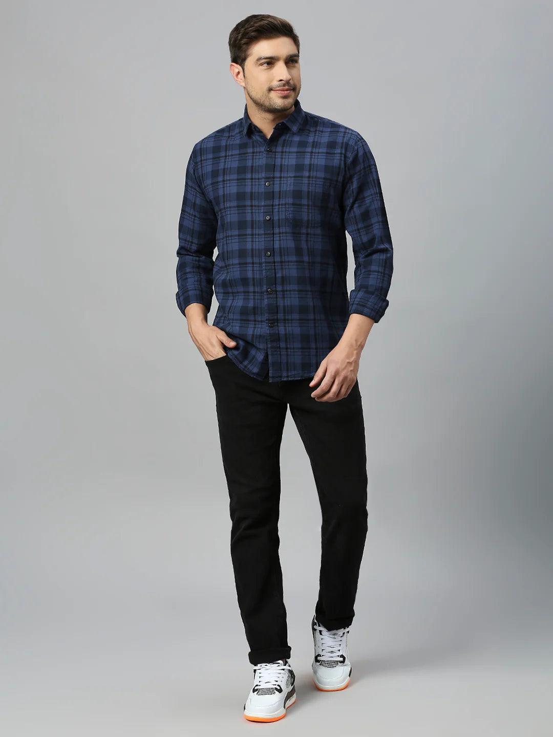 Navy Checkered Shirt - Klub Fox