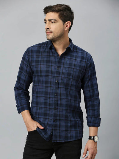 Navy Checkered Shirt - Klub Fox