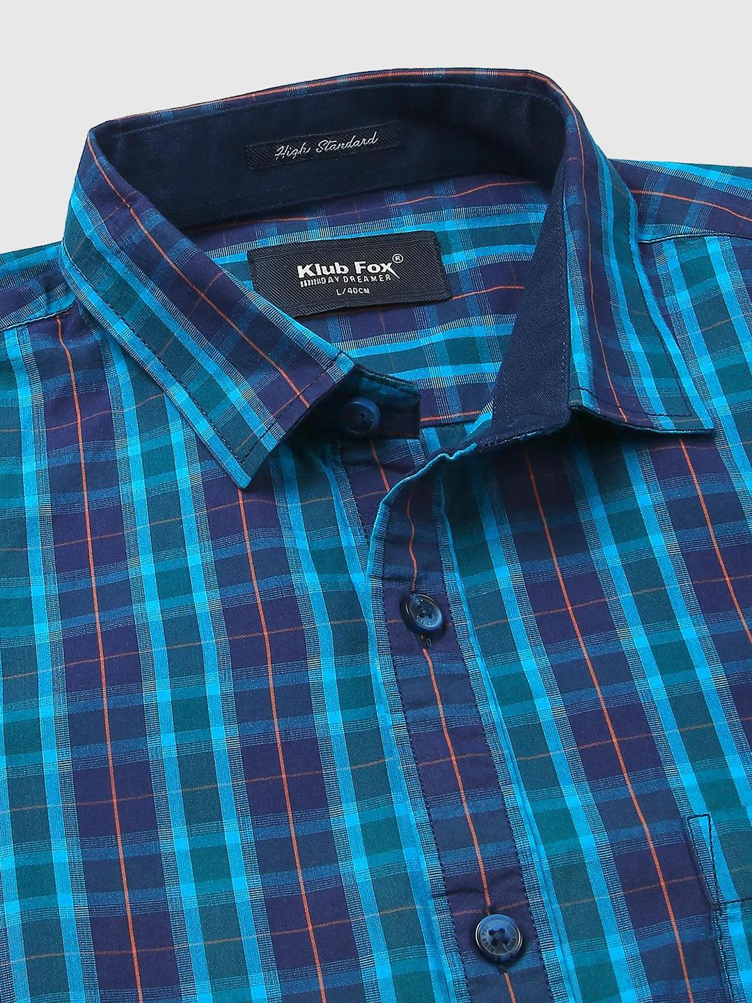 Blue Checkered Shirt - Klub Fox