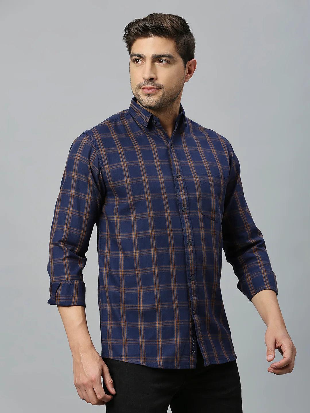 Navy Checkered Shirt - Klub Fox