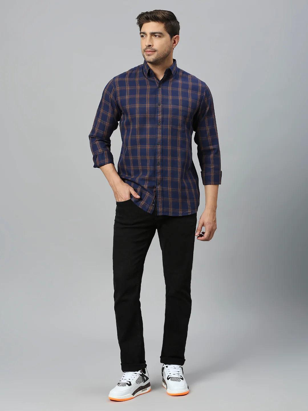 Navy Checkered Shirt - Klub Fox