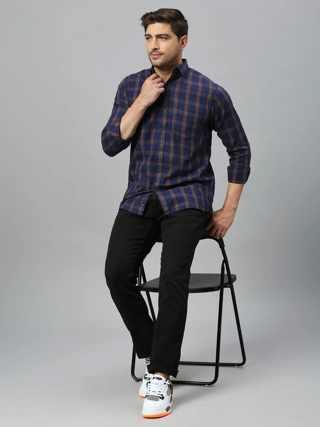 Navy Checkered Shirt - Klub Fox