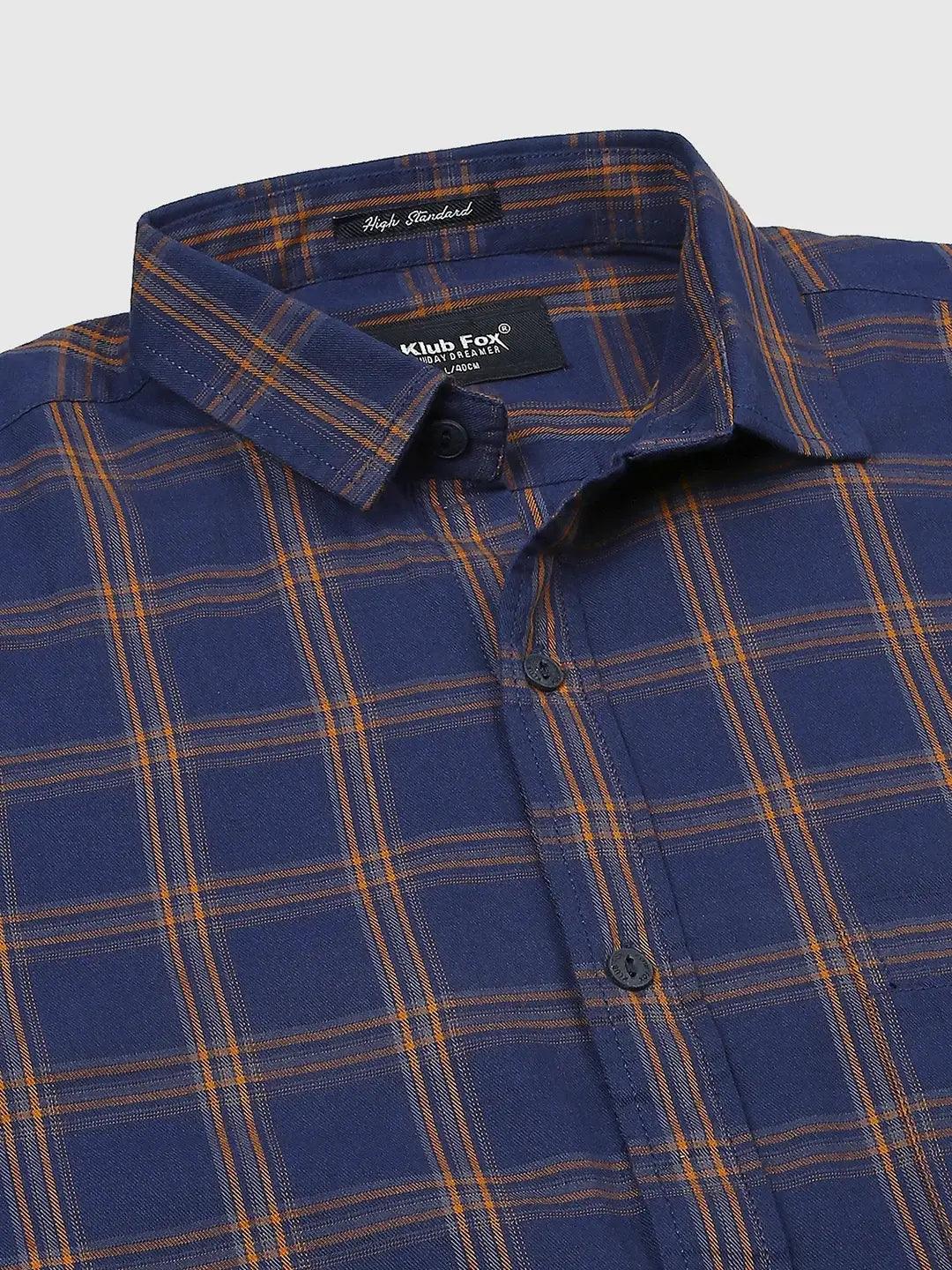 Navy Checkered Shirt - Klub Fox