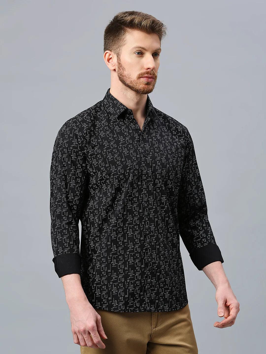 Geometric Print Black Shirt