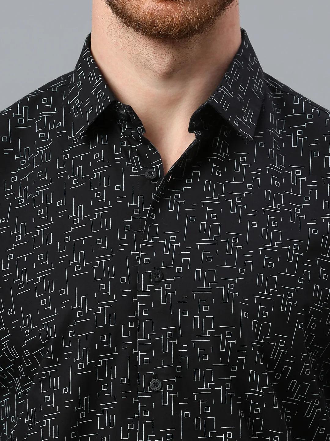 Geometric Print Black Shirt