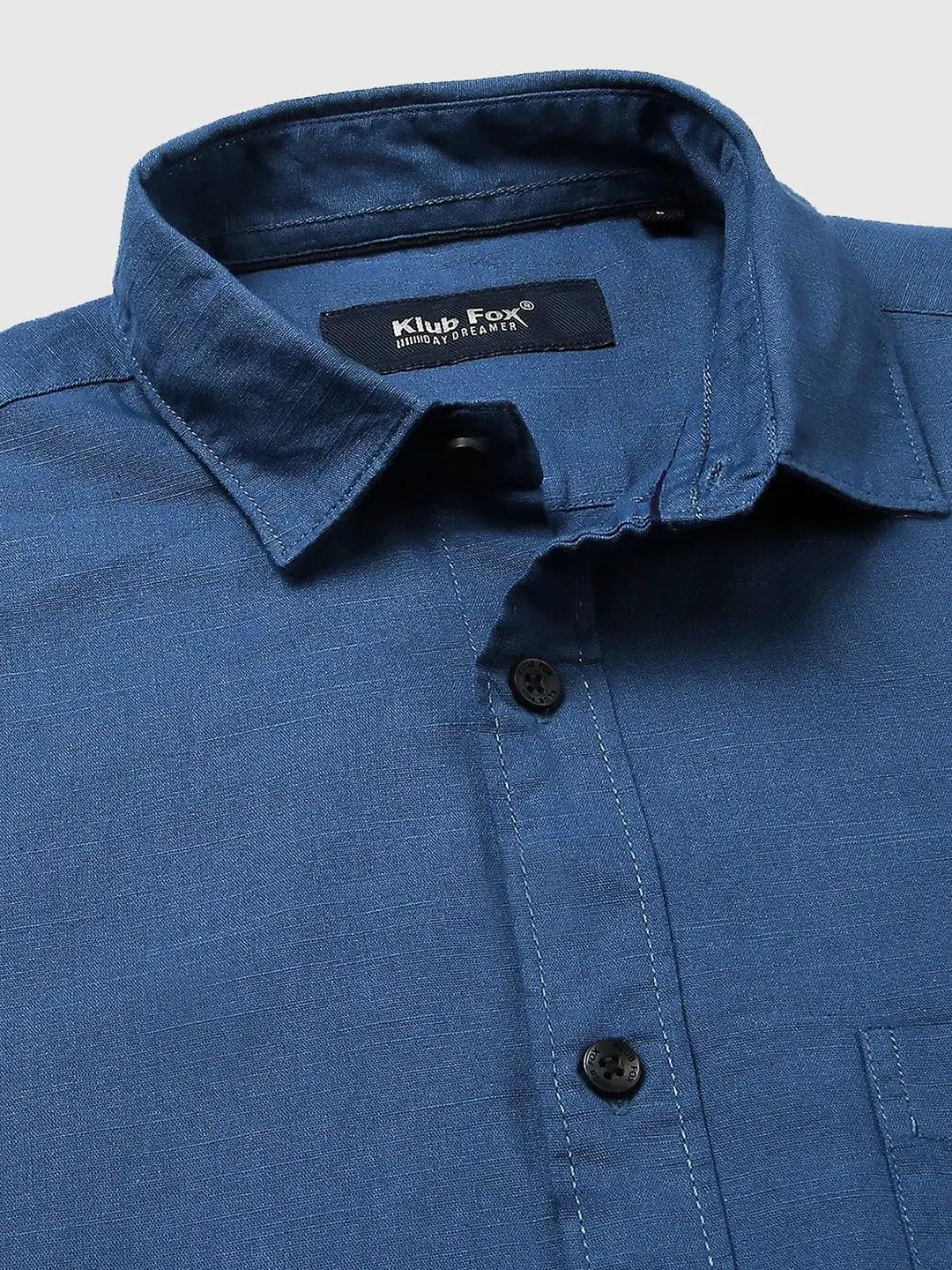 Blue Plain Shirt - Klub Fox